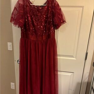 Full length beautiful maroon gown